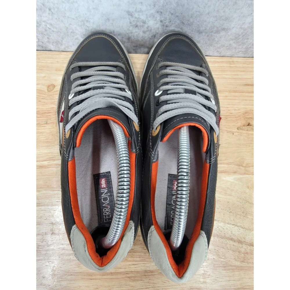 Ferracini Sneakers Mens 8 Gray Leather Low Top Casual Shoes Brazil Made 1450E